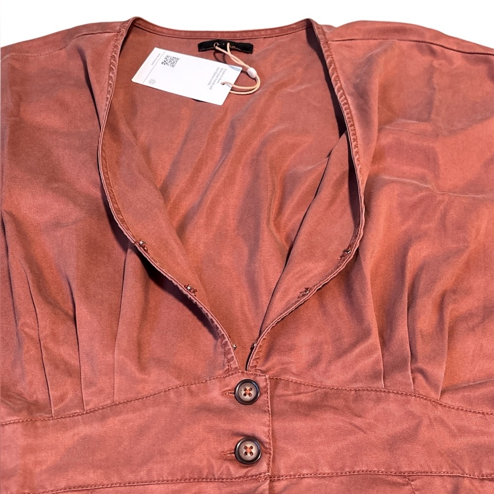 NWT Quince Vintage tencel button front dress terracotta XL - Picture 10 of 16